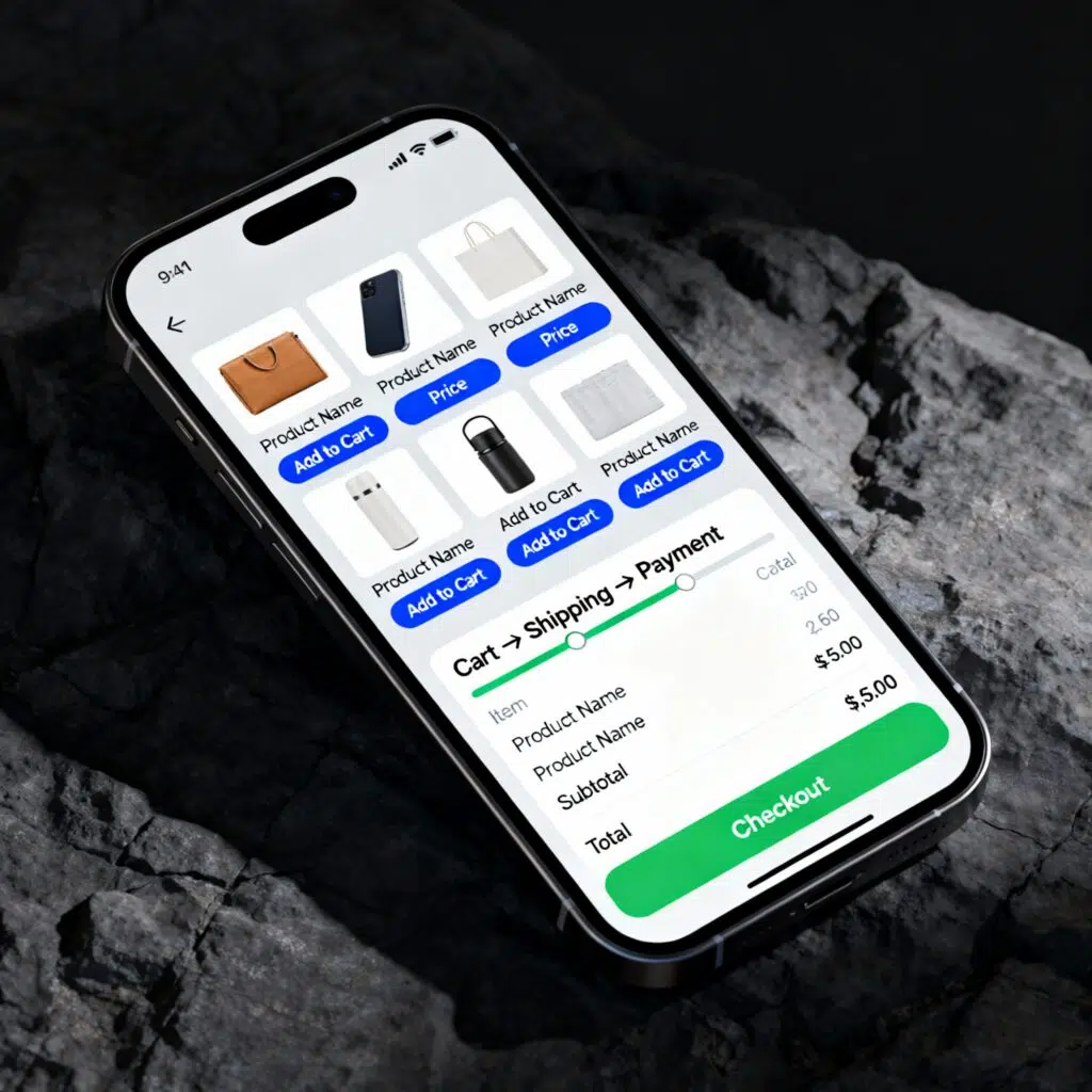 Site e-commerce sur mobile avec système de paiement